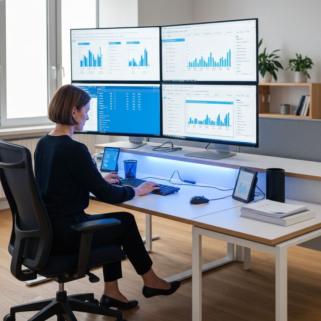 Implementation team setting up integrated financial reporting systems